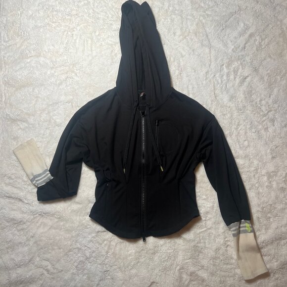 FP Movement Zip Hoodie Black w/ Thumbholes & Striped Cuffs – Women’s M NWT - Picture 2 of 7